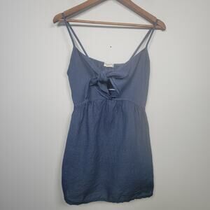 Terzo Millenio Womens S Spaghetti Strap Tie Front Linen Top Blouse Blue